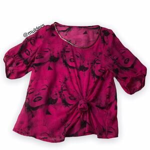 Nolanbell Marilyn Monroe Photo Sheer Blouse